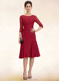 Shiloh A-Line Scoop Neck Knee-Length Lace Mother of the Bride Dress With Sequins STK126P0014961