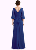 Chaya A-Line Scoop Neck Floor-Length Chiffon Mother of the Bride Dress With Ruffle Beading STK126P0014963