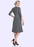 Jean A-Line V-neck Knee-Length Mother of the Bride Dress With Beading STK126P0014965