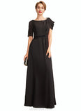 Brenda A-Line Scoop Neck Floor-Length Chiffon Mother of the Bride Dress With Ruffle Beading STK126P0014970