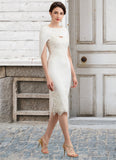 Mariah Sheath/Column Sweetheart Knee-Length Lace Stretch Crepe Mother of the Bride Dress With Beading STK126P0014973