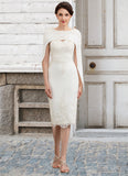 Mariah Sheath/Column Sweetheart Knee-Length Lace Stretch Crepe Mother of the Bride Dress With Beading STK126P0014973