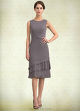 Sadie A-Line Scoop Neck Knee-Length Chiffon Mother of the Bride Dress With Cascading Ruffles STK126P0014981