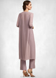 Scarlett Jumpsuit/Pantsuit Square Neckline Ankle-Length Chiffon Mother of the Bride Dress With Ruffle STK126P0014984