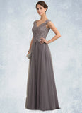 Kennedy A-Line/Princess V-neck Floor-Length Tulle Lace Mother of the Bride Dress With Sequins STK126P0014985