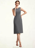 Dylan Sheath/Column Scoop Neck Knee-Length Chiffon Mother of the Bride Dress With Lace STK126P0014986