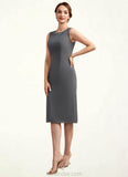 Dylan Sheath/Column Scoop Neck Knee-Length Chiffon Mother of the Bride Dress With Lace STK126P0014986