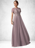 Sylvia A-Line Scoop Neck Floor-Length Chiffon Lace Mother of the Bride Dress With Beading Sequins STK126P0014987