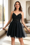 Danica A-line V-Neck Short/Mini Tulle Homecoming Dress With Sequins STKP0020462