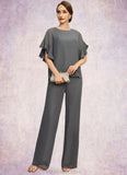 Daniela Jumpsuit/Pantsuit Separates Scoop Floor-Length Chiffon Mother of the Bride Dress STKP0021940
