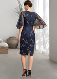 Irene Sheath/Column V-Neck Knee-Length Lace Mother of the Bride Dress With Sequins STKP0021957