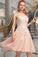 Valentina A-line Square Knee-Length Tulle Homecoming Dress With Beading STKP0020543
