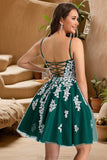 Maureen A-line V-Neck Short/Mini Lace Tulle Homecoming Dress STKP0020468