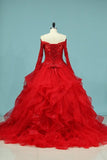 2024 Long Sleeves Quinceanera Dresses Scoop Tulle With Applique PF9AS4CY