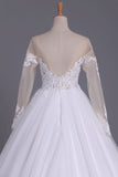 2024 Long Sleeves Bateau Open Back Wedding Dresses Tulle With P52HTGNX