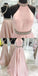 Pink Backless Beaded Prom Dress Halter Prom Dress Custom Made Evening Dress