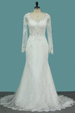 2022 Scoop Mermaid Wedding Dresses Long Sleeves P86B185G