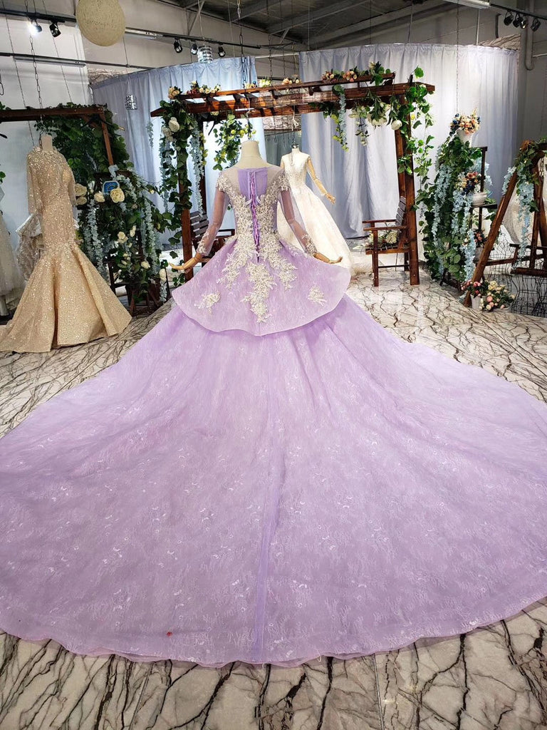 Stunning Long Sleeve Ball Gown Appliques Beading Quinceanera Dresses