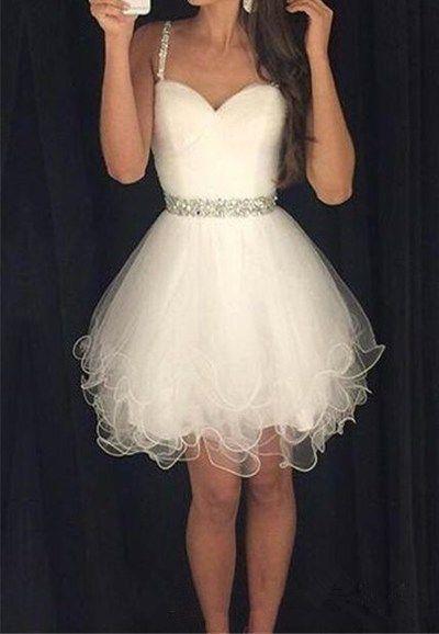 Amazing Tulle Spaghetti Straps Homecoming Dresses