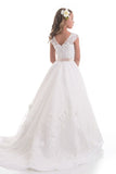 2024 New Arrival Flower Girl Dresses A Line Scoop With Applique And PZF2MX61
