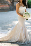 2024 Mermaid Wedding Dresses Sweetheart Tulle With Applique PLC36C69