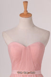 2024 A Line Bridesmaid Dresses Sweetheart With Ruffles And Sash Tulle PCLYB878