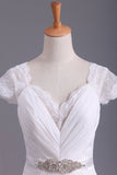 2024 Wedding Dresses V Neck Chiffon & Lace Short Sleeves PPX16114