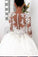 Modest Tulle Country Lace Long Sleeve Ball Gown Sheer Back Scoop Appliques Wedding Dress