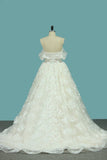 2024 A Line Lace Off The Shoulder Wedding Dresses Chapel Train PH7QG7X2