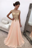 2024 Chiffon Prom Dresses A Line Scoop With Applique PD991M46