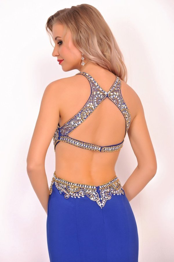 2022 Sexy Open Back Scoop Mermaid Prom Dresses Spandex With PPKXP8GA