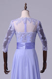 2024 Evening Dresses 3/4 Length Sleeve Bateau Tulle&Chiffon With PJEA5LES