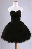 Black Junior Tulle Cheap Sweetheart Strapless Homecoming Dress Dresses for Homecoming