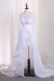2024 Scoop Long Sleeves Wedding Dresses Tulle & Organza With Applique PGNQDBY7