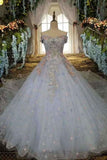 2024 Floral Wedding Dresses Lace Up Off The Shoulder With Appliques And PN3CHDT3