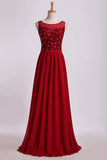 2024 Bateau Prom Dresses A Line Floor Length With Embroidery&Beads PBLFJL5F