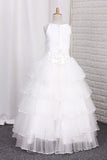 2024 Tulle With Ruffles And Handmade Flower A Line Flower PHF61GBB