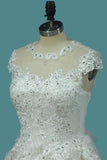 2024 Top Quality Lace Ball Gown Cap Sleeve Wedding Dresses With Applique PZ4LH1CY