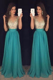 2024 Scoop Prom Dresses A-Line Chiffon With Beaded PKERHYJ6