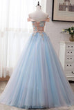 Ball Gown Off the Shoulder Tulle Sweetheart Appliques Prom Dresses, Quinceanera Dresses STK15063