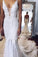 Appliques V-Neck Elegant Mermaid Open-Back Wedding Dresses