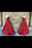 2024 Off The Shoulder Prom Dresses Satin Red Sweep Train Lace PNPC4561