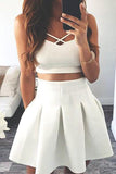 Ivory Two Piece Short Homecoming Dresses