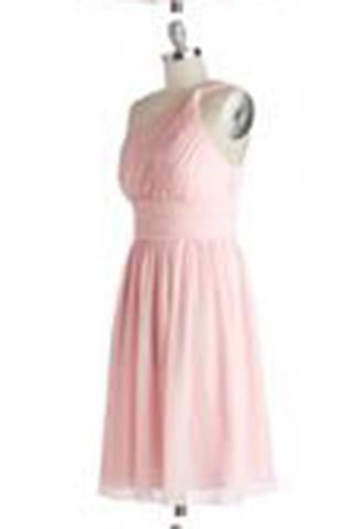 Simple Dress A-line One-shoulder Pink Chiffon Bridesmaid Dresses Reception Dresses