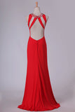 2022 Sexy Open Back Prom Dresses Scoop Spandex With Beads And P7QNZCEB