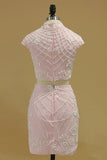 2024 Two-Piece Sheath Homecoming Dresses High Neck With P22SN3AT