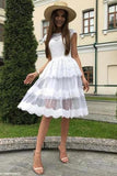A Line White Lace Homecoming Dresses Beautiful Short P8CX2BER