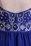 2024 Scoop A Line Dark Royal Blue Homecoming Dresses Beaded Bodice P1G1XYHA