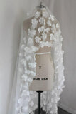 Long Tulle Ivory Wedding Veils with Hand Made Flowers, Wedding Veils STK15583