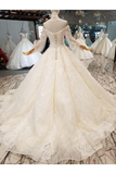 Count Train Princess Wedding Dresses Sweetheart Long Sleeves Ball Gown Wedding STKPJ37M9KE